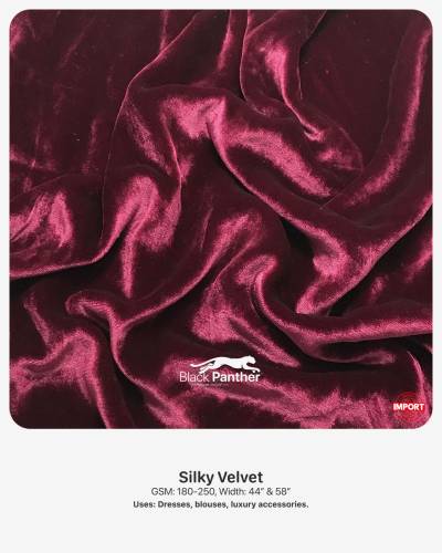 Imported Silky Velvet Fabric 180-250 GSM | 44” & 58” Width | Dresses, Blouses & Accessories in Surat